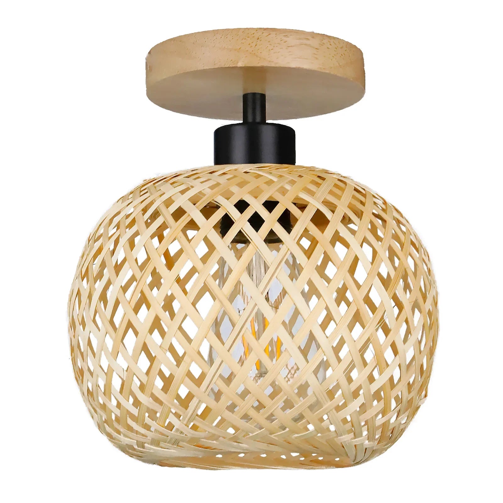 Handwoven Bamboo Boho Ceiling Light